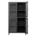 thumbnail image 5 of 59" Glass Display Cabinet, Metal Curio Cabinet with 4 Adjustable Shelves, 4 Glass Doors, Bookcase Side Cabinet for Home Office Living Room Pantry, 5 of 9