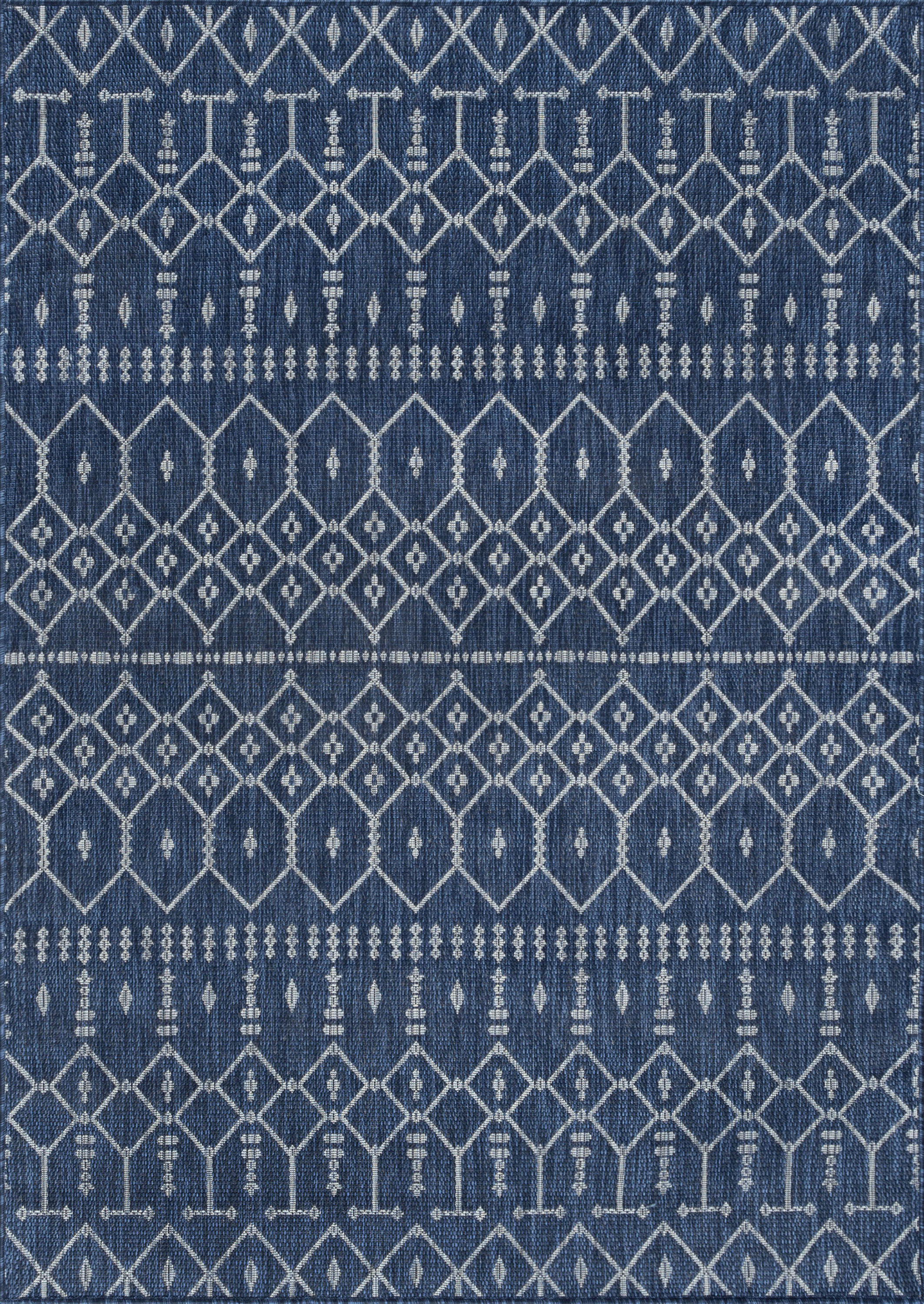 7x10 Water Resistant, Large Indoor Outdoor Rugs for Patios, Front Door Entry, Entryway, Deck, Porch, Balcony | Outside Area Rug for Patio | Navy, Geometric | Size: 6'7'' x 9'6'' - image 3 of 10