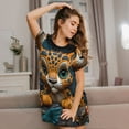 thumbnail image 3 of Naloa Playful Leopard Art Print Women Nightgowns,Womens Loungewear,Short Sleeve Sleepwear,Comfy Ladies Nightdress, 3 of 6