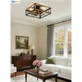 thumbnail image 7 of Zardon Low Profile Ceiling Fan with Light and Remote, 16" Flush Mount Black and Gold Wood Grain, 6-Speed Quiet DC Motor, 1021 CFM, for Indoor Use, ETL Certified, 7 of 7