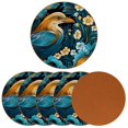 thumbnail image 2 of Platypus Set of 6 Round Microfiber Leather Coasters, 11x11 cm/4.3x4.3 in - Absorbent Drink Mats for Table Decor, Bottom - Stylish and Durable Cup Holders for Home and Office Use, 2 of 6