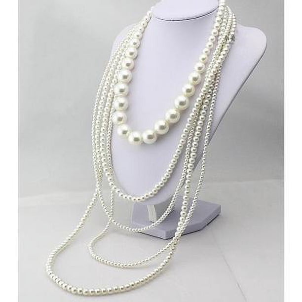 Collar de perlas, moda coreana, joyería retro europea americana, collar largo multicapa, cadena de lana para mujer