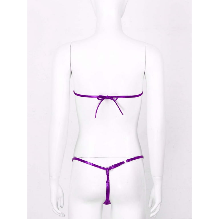 Bras Sets Womens Minimal Cover Self-tie Mini Micro Beachwear Off The  Shoulder Bra Top With T-Back Thong Bikini Femme Sexy Lingerie