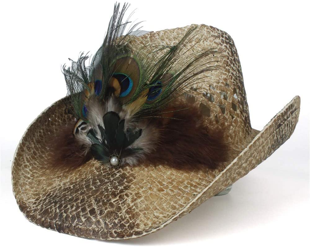 Women Straw Hollow Western Cowboy Hat 