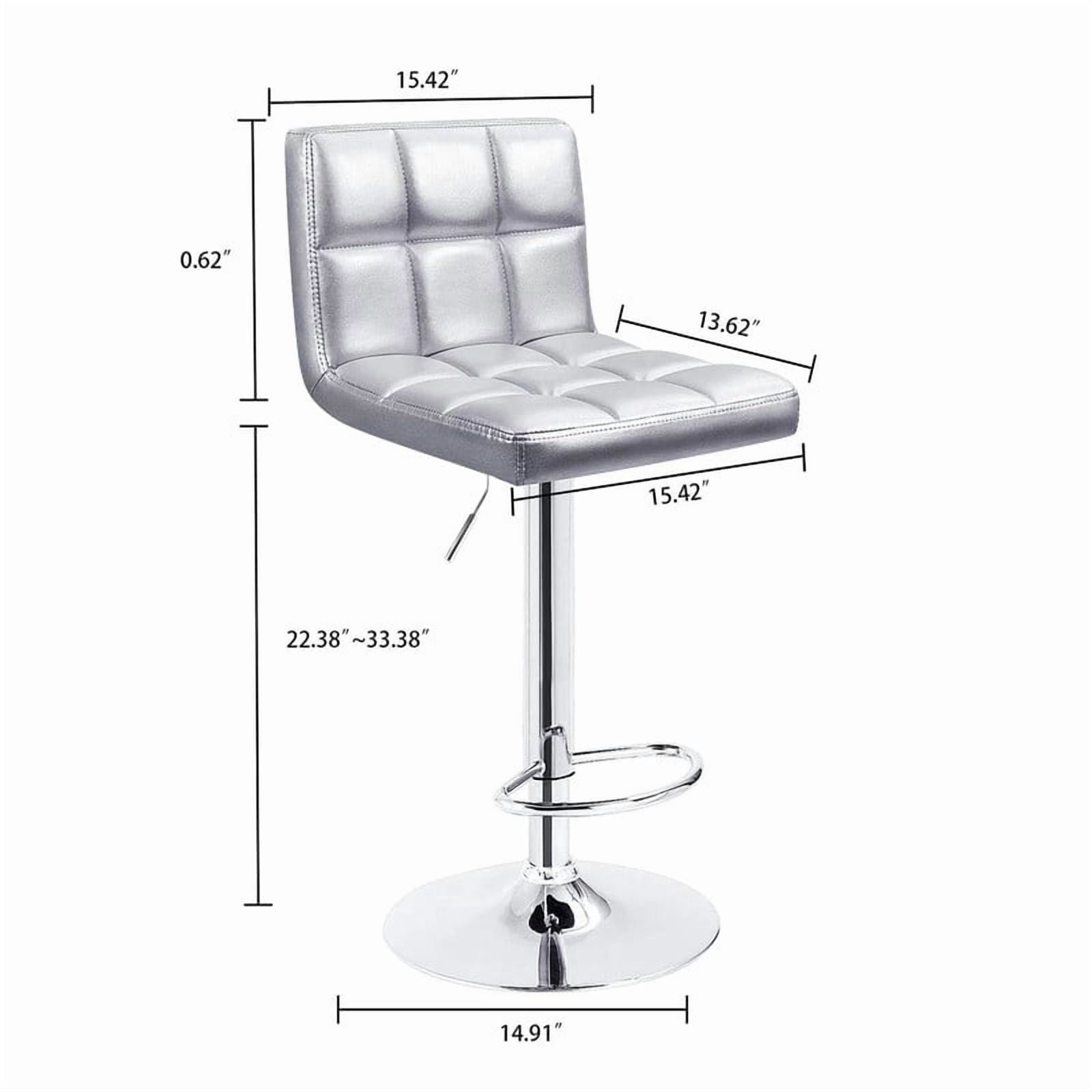 Lacoo Set of 2 Bar Stools Adjustable Swivel Armless Barstools with PU Leather, Sliver