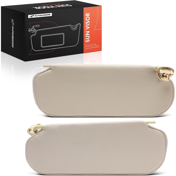 A-Premium Driver & Passenger Sun Visor Compatible with Chevrolet Express 1500, Express 2500 3500 4500 & GMC Savana 1500 2500 3500 4500, 1999-2021 - Left & Right Side, Beige Color - Replaces 84054696