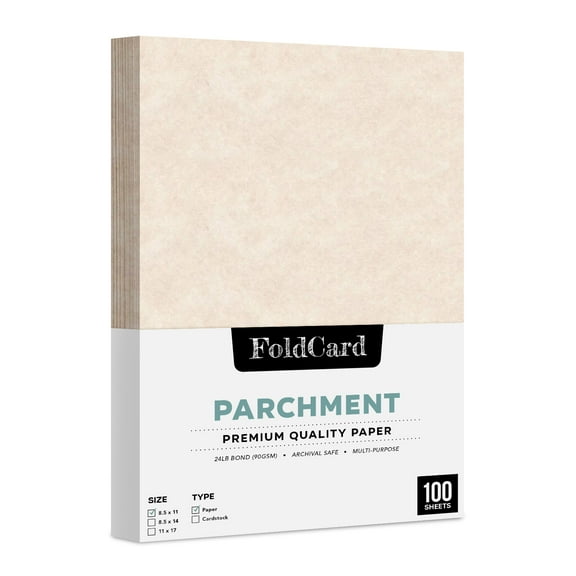 Natural Cream Stationery Imitation Parchment Colored Regular Paper for Writing, Printing, Copy | 24lb Bond, 60lb Text (90GSM) | 8.5 x 11" | 100 Sheets per Pack