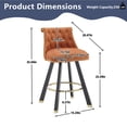 thumbnail image 6 of MOONMISS Velvet Upholstered 360°Swivel Tufted Back Pull Loop Detachable Design Rivet Wooden Bar Stool(set of 2)-Orange, 6 of 7