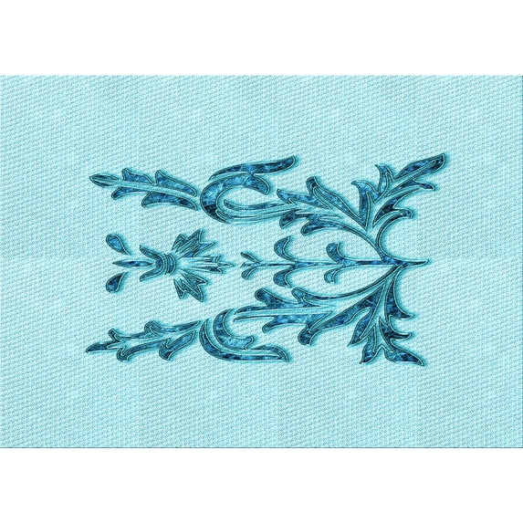 Ahgly Company Machine Washable Indoor Rectangle Transitional Electric Blue Area Rugs, 3' x 5'