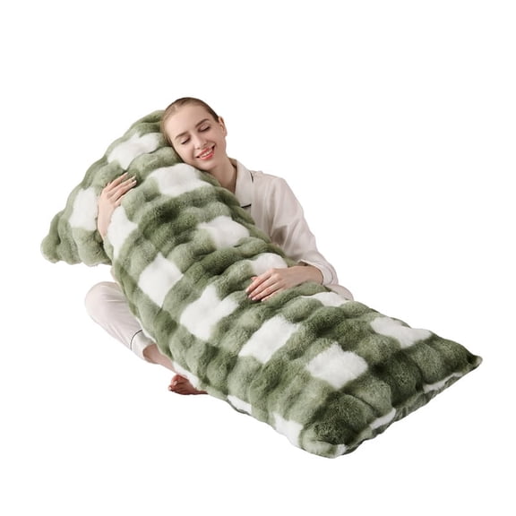 Luxurious fluffy faux fur body pillow, zipper closed fluffy bed pillow, soft decorative plush long pillow, living room side sleeping and pregnant women's fuzzy pillow 20 inches x 54 inches