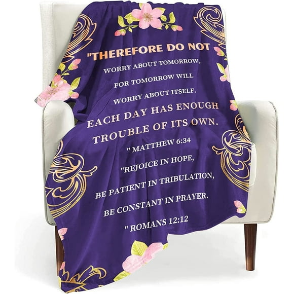 Couverture Verset Biblique avec Pensées Inspirantes et Prières Couverture en Polaire Douce Cadeaux Chrétiens pour Femmes, Cadeaux d'Anniversaire pour Femmes Couverture Religieuse pour Maman Femme Grand-Mère 60"X 80 Pouces