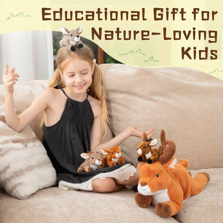 MaoGoLan 5-Piece Deer Plush Set with Mommy and Baby Fawns photo 2