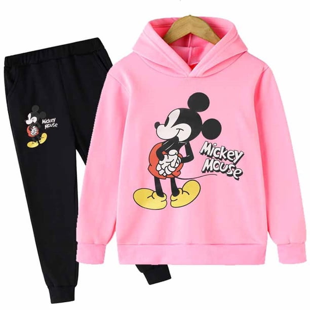 Minnie Mouse Casual niños ropa 2 piezas sudaderas con capucha conjunto ropa Cool Girls Minnie Mouse ropa niños chándal niños bebé Clot120CM Gao Jinjia LED