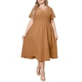 thumbnail image 1 of Vestido de talla grande para mujer, manga corta, elástico, cintura alta, vestido informal a cua CACAGOO Vestido, 1 of 7