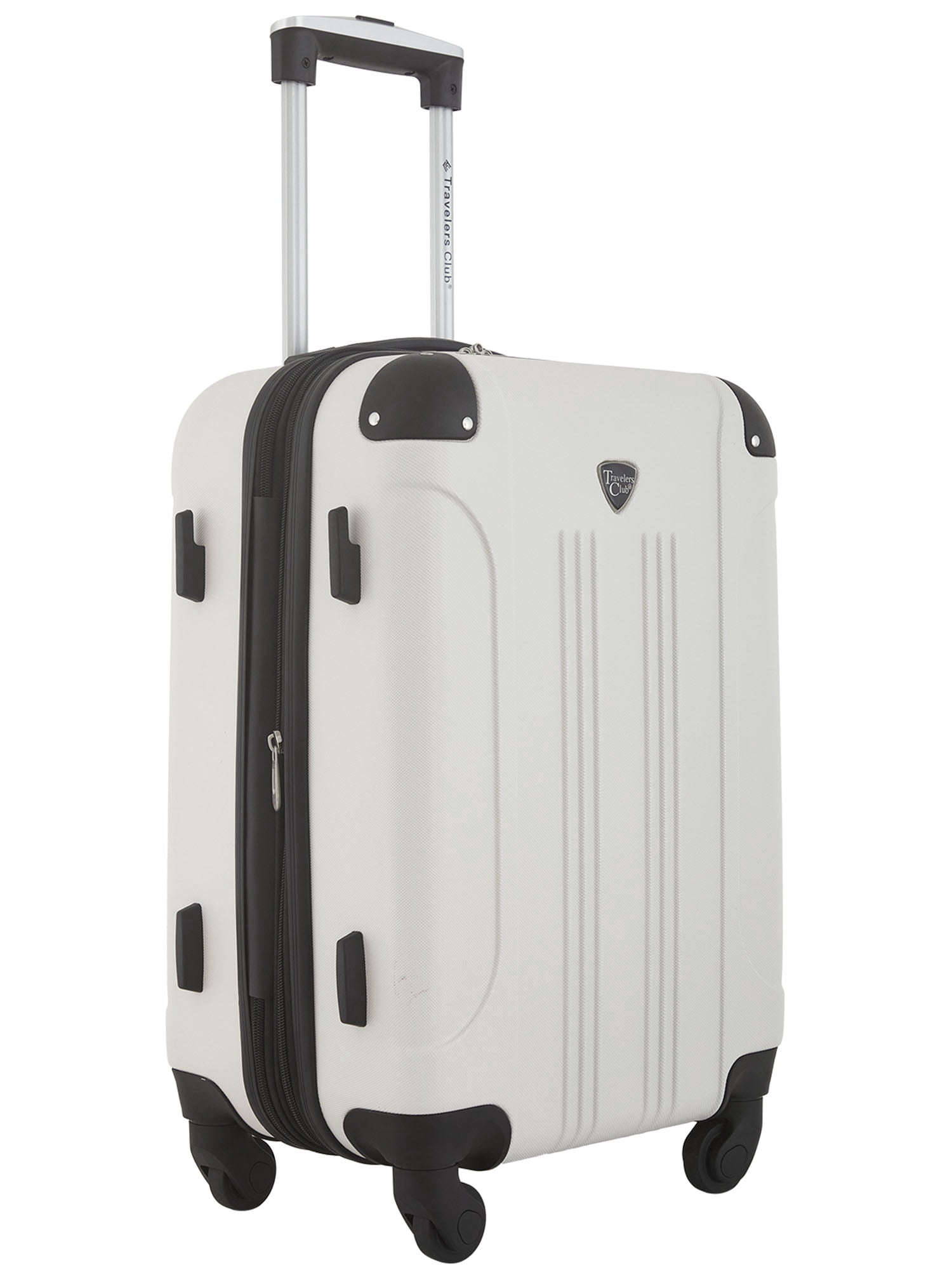 Travelers Club 20" Expandable Hard Side Spinner Rolling Carry-on Luggage, Moonbeam White