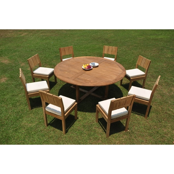 Veranda Armless Chairs Outdoor Patio, 72 Round Dining Table With 8 Chairs