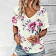 thumbnail image 2 of ibuvkizy Womens Tops Short Sleeve Shirts for Women,Women's Fashion Solid Color V-neck Loose Casual Tops,Plus Size Blouses Shirts,Summer Tops for Women 2025, 2 of 7
