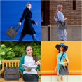 thumbnail image 2 of Bolso de mano de lona para mujer, bolso bandolera de hombro, bolso pequeño, bolsos de trabajo con asa superior y múltiples bolsillos, 2 of 7