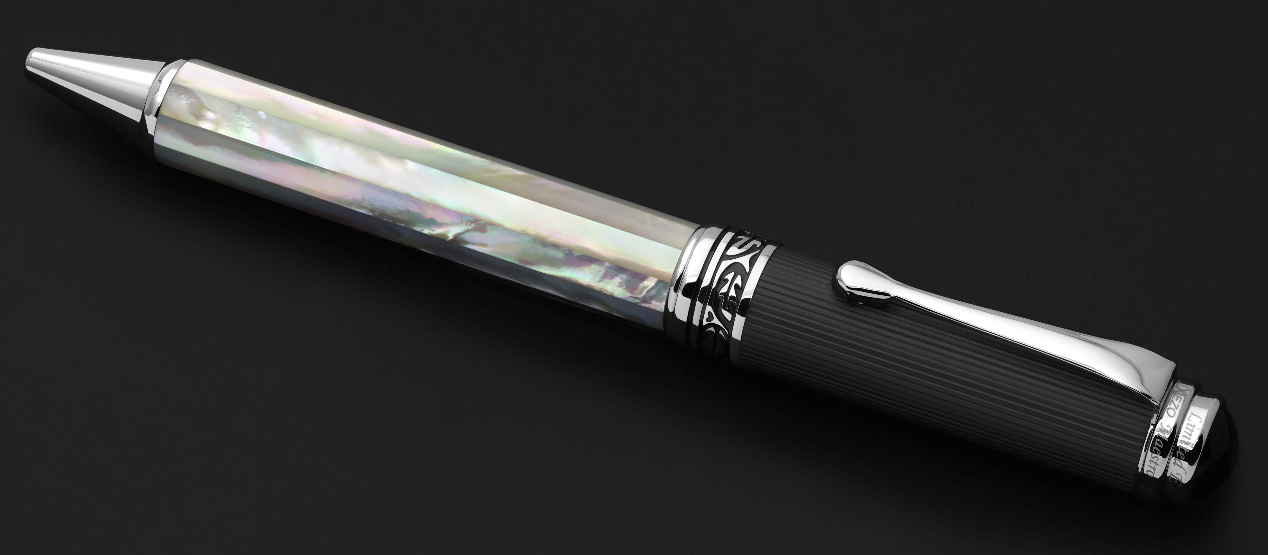 Xezo Xezo Maestro® Oceanic White Mother of Pearl Ballpoint Pen - DLC (Diamond-Like Coating) PVD Cap