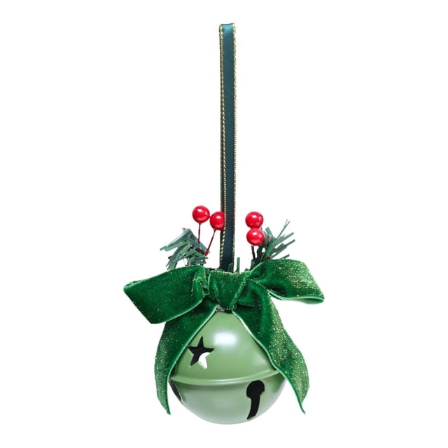 Colgante de campana de Navidad,Adorno colgante para árbol de Navidad para fiestas en interiores,Guirnalda de adorno de campana navideña para festival,Colgante de metal con adorno de Verde
