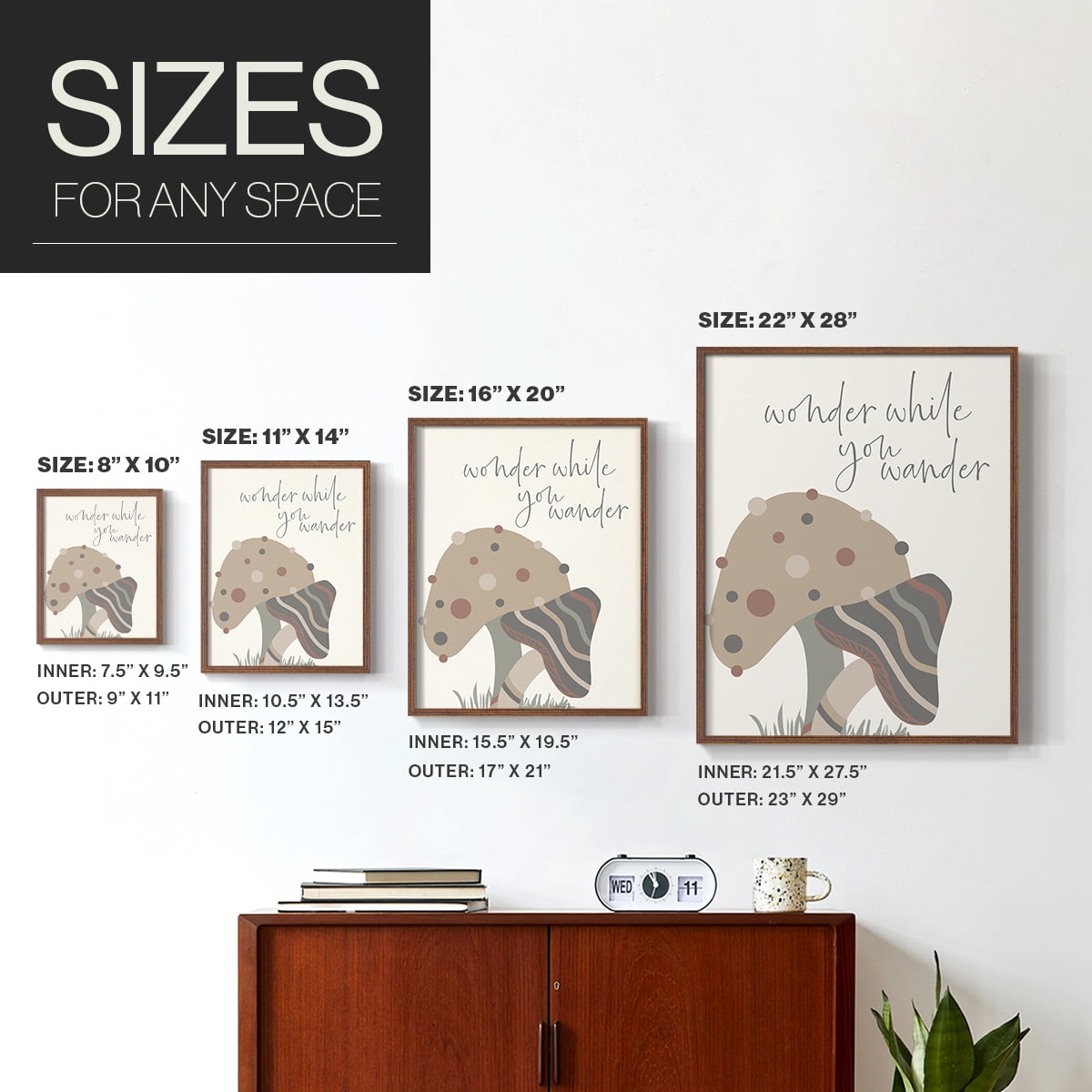 Wonder While you Wander Framed Print - Solid Wood in Single Picture Frame Solid Wood 2 Framed Print