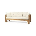 Reyes Acacia Wood Outdoor Extendable Daybed Sofa, Teak and Beige