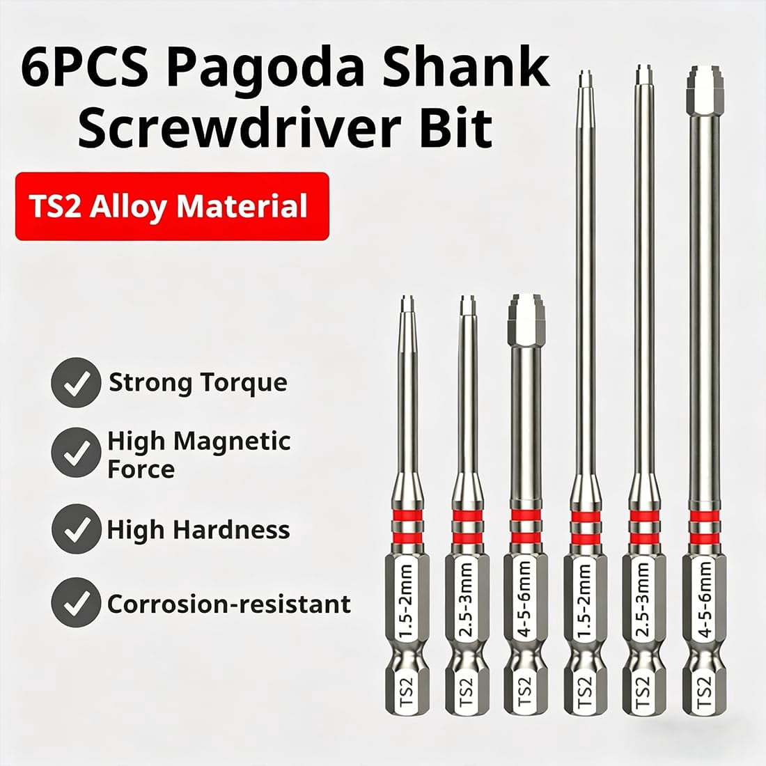 JEBTBFZE 1.5mm–6mm Stepped Hex Bit Set — Strong Magnetic Screwdriver Drill Bit Kit with Magnetic Hex Shank Stepped Bits Suitable for Electric Drills and Wrenches (2A)