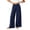 Navy, variant on Khunlpohl Cotton Linen Pants for Womens Wide Legs Elastic Waist Palazzo Casual Pant Tied Loose Trendy Trousers with Pockets