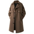 thumbnail image 4 of Mens Trench Coat Slim Fit Notched Collar Fall Winter Single Pea Coat Warm Soft Overcoat, 4 of 5