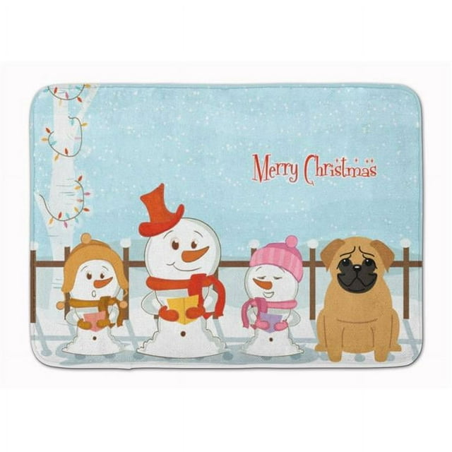 Carolines Treasures BB2338RUG Merry Christmas Carolers Pug Brown Machine Washable Memory Foam Mat
