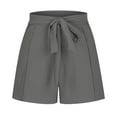 thumbnail image 3 of JGGSPWM Women's Casual Elastic Waist Bowknot Summer Shorts with Pockets 15-Gray XXL, 3 of 5