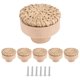thumbnail image 1 of Pomos de Tocador de RatáN Bohemio Pomos de CajóN de Madera Redondos Tejido de Mimbre Hecho una Mano y Tornillos para Pomos de Muebles Bohemios, 6 Piezas, 1 of 5