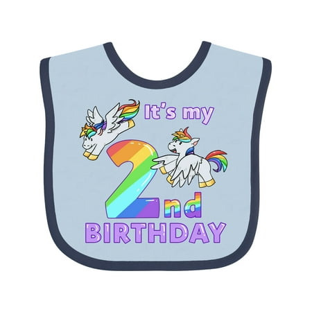 

Inktastic It s My 2nd Birthday Unicorn Gift Baby Boy or Baby Girl Bib