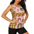 thumbnail image 2 of Easygdp Retro 70s Hippie Women's Workout Tank Top, Running Top, Hiking Shirt, Quick-Dry for Running, Yoga, Hiking - Large, 2 of 9