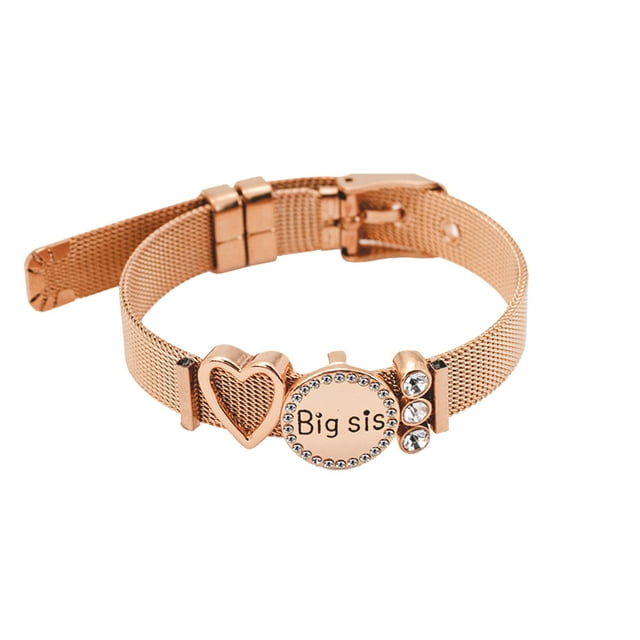 Pulseras para mujer, regalos para mujer, pulsera redonda conmemorativa de acero inoxidable, pulsera con letras, regalo para hermana mayor, pulsera de acero inoxidable