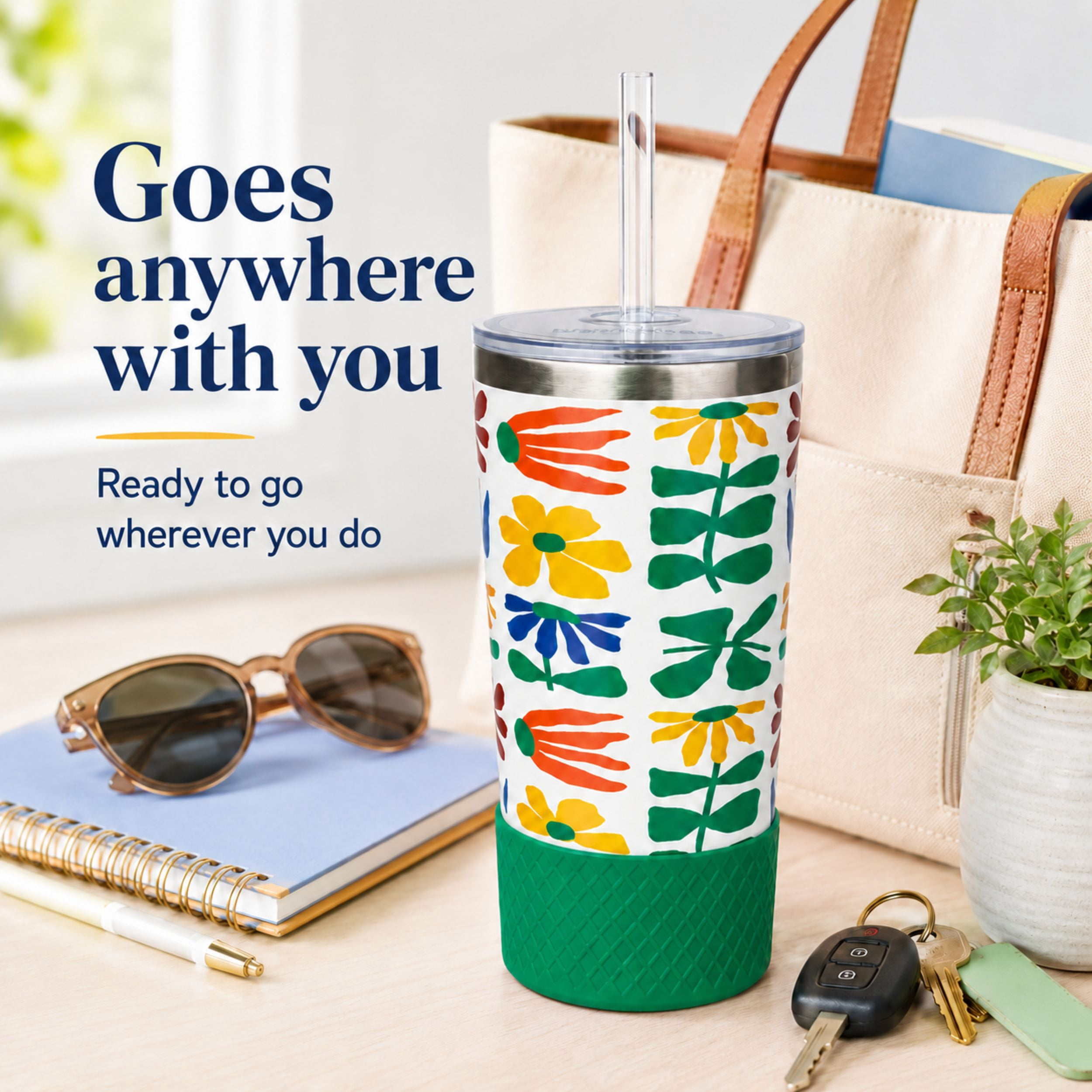 Biddlebee 20oz Insulated Stainless Steel Tumbler with Straw and Silicone Boot, Faith