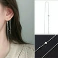thumbnail image 2 of K-KED Women 925 Silver Star Dangle Hanging Crystal Tassel Long Drop Earrings Gift US, 2 of 9