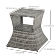 thumbnail image 2 of Mixed Grey Rattan Side Table - 21.3" Square Outdoor End Table with Umbrella Hole & Storage for Patio, Garden & Balcony Furniture, 2 of 7
