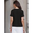 thumbnail image 3 of DARING DIVA Women's Tweed Neck Tops 2026 Short Sleeve Summer Elegant Blouse XS Black, 3 of 6