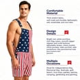 thumbnail image 4 of 250th Anniversary Mens American Flag Overalls Shorts Jumpsuit 4th of July Bib Coveralls, 4 of 12