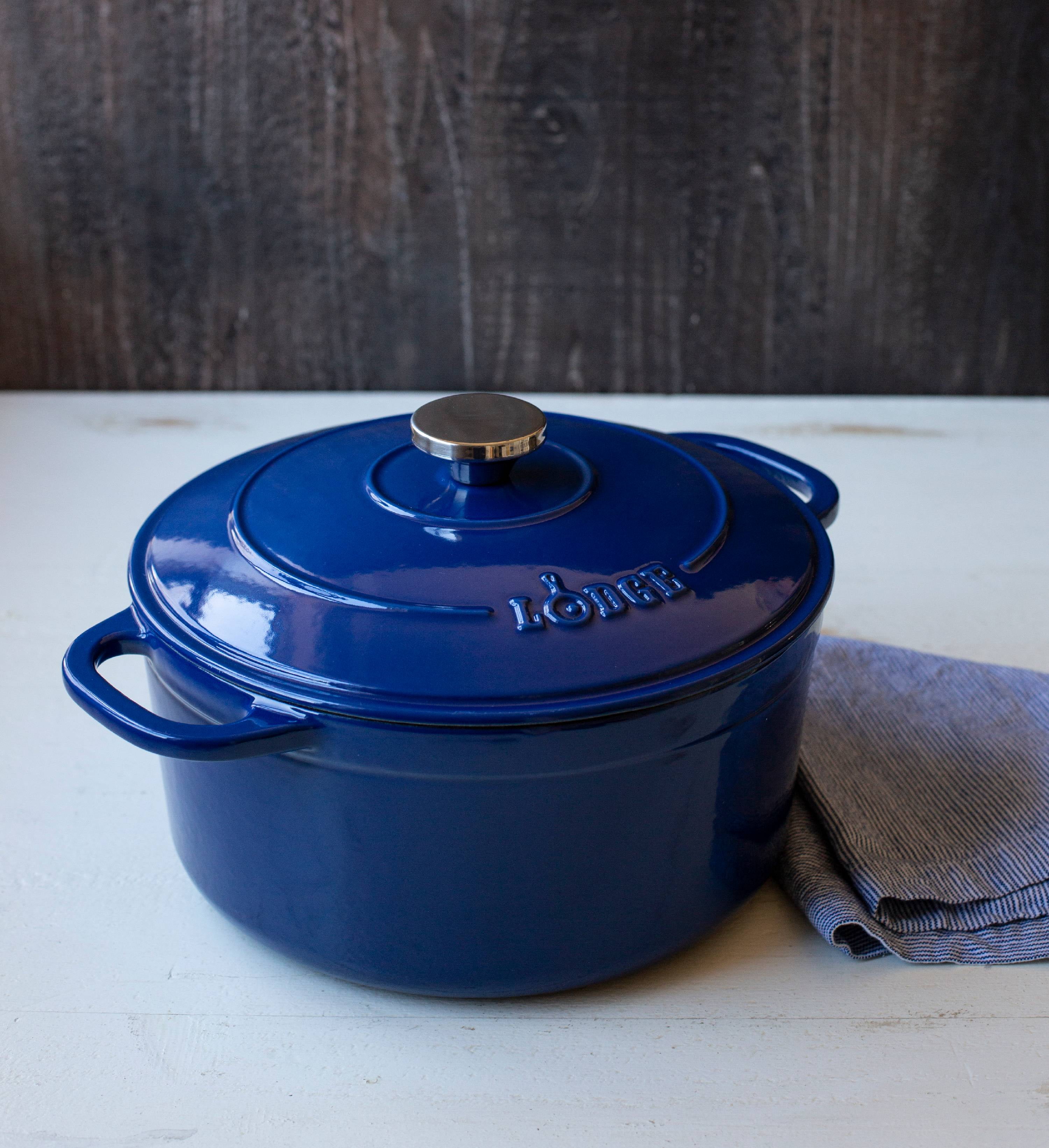 LODGE Brick Red Enameled Cast Iron 6 Qt Dutch Oven Cook Pot With Lid