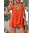 thumbnail image 6 of Women'S Flowy Layered Tank Top Scoop Neck Sleeveless Blouses Shirts Casual Vacation Tops Orange & Red M, 6 of 9