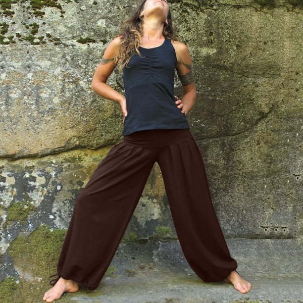Aayomet Wide Leg Sweatpants Women Casual Elastic Waist Pocketed Pants Beach  Pants (Coffee, XL)