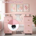 thumbnail image 6 of Pink Manicure Table Nail Desk for Nail Tech, Nail Table w/Electric Dust Collector, 4 Drawer&1 Cabinet Storage, Lockable Rolling Wheels, Built in Power Outlet, Wrist Cushion, 6 of 10