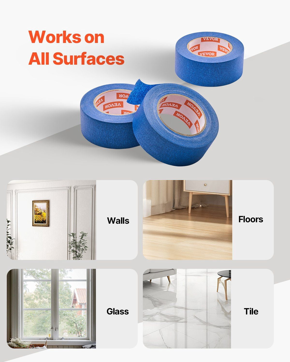 Blue Painter Tape 2 Inch Wide 1.88 In x 60 Yds 3 Rolls for Painting Edge Trim Ceiling Masking Protects Surfaces Removes Easily DIY Craft Art Labeling Decoration