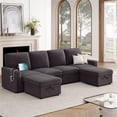 thumbnail image 6 of Homfa Modular Sectional Sofa with Storage, Chenille 6 Seat Oversized U Shaped Couch with Chaise & USB Port, Dark Gray, 6 of 9
