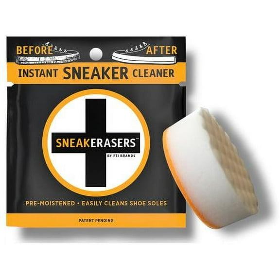 SneakERASERS Instant Sole and Sneaker Cleaner, Premium Pre-Moistened Dual-Sided Sponge for Cleaning & Whitening Shoe Soles, 3 pack