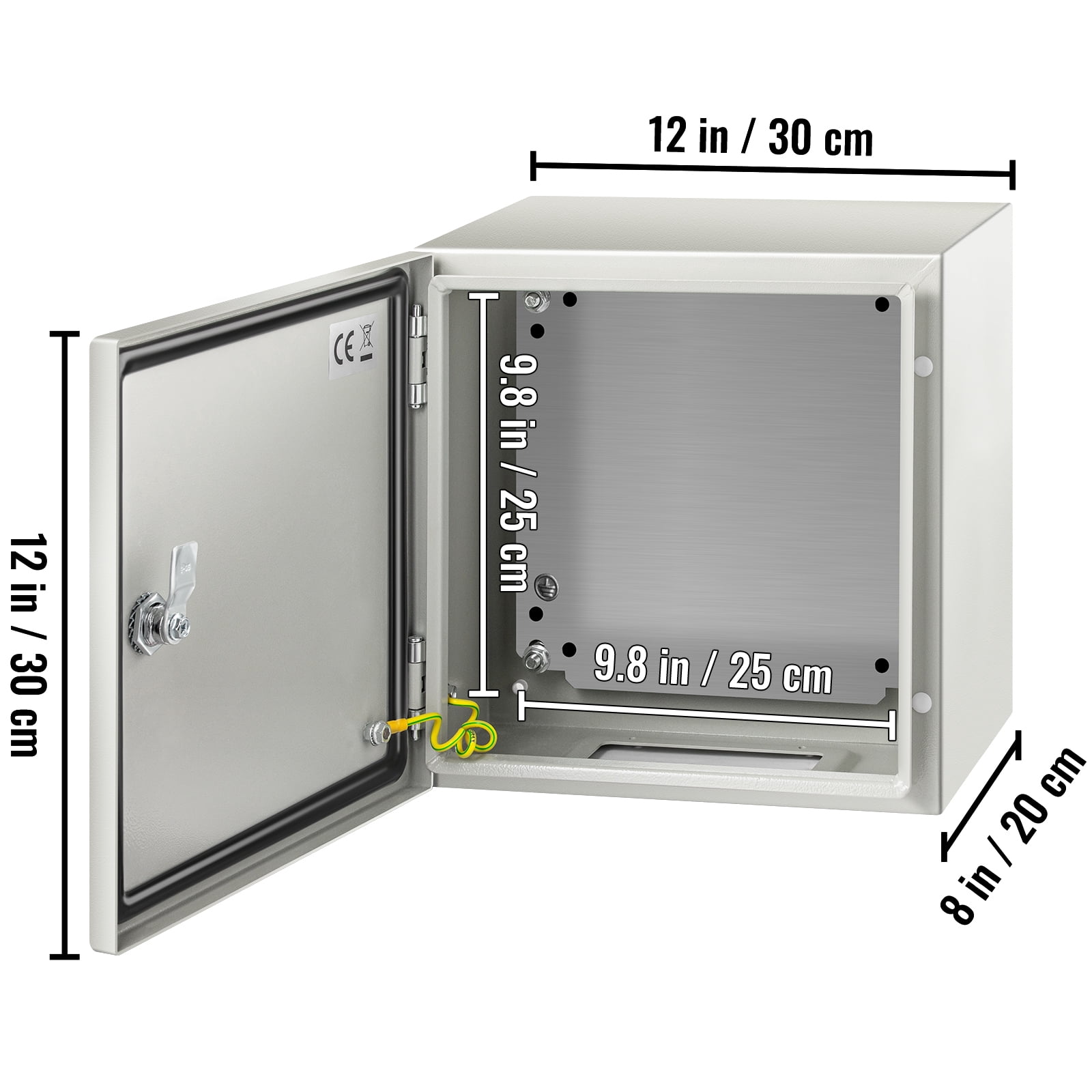 VEVOR NEMA Steel Enclosure, 12 x 12 x 8" NEMA 4X Steel Electrical Box, IP66 Waterproof & Dustproof, Outdoor/Indoor Electrical Junction Box, with Mounting Plate