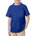 thumbnail image 2 of LIIPEE Girls Boys T-Shirts Summer Solid Color Mesh Short Sleeve Plain Round Neck Tshirts With Pocket Baby Breathable Sports Tee Shirts,Dark Blue,11-12 Years, 2 of 5