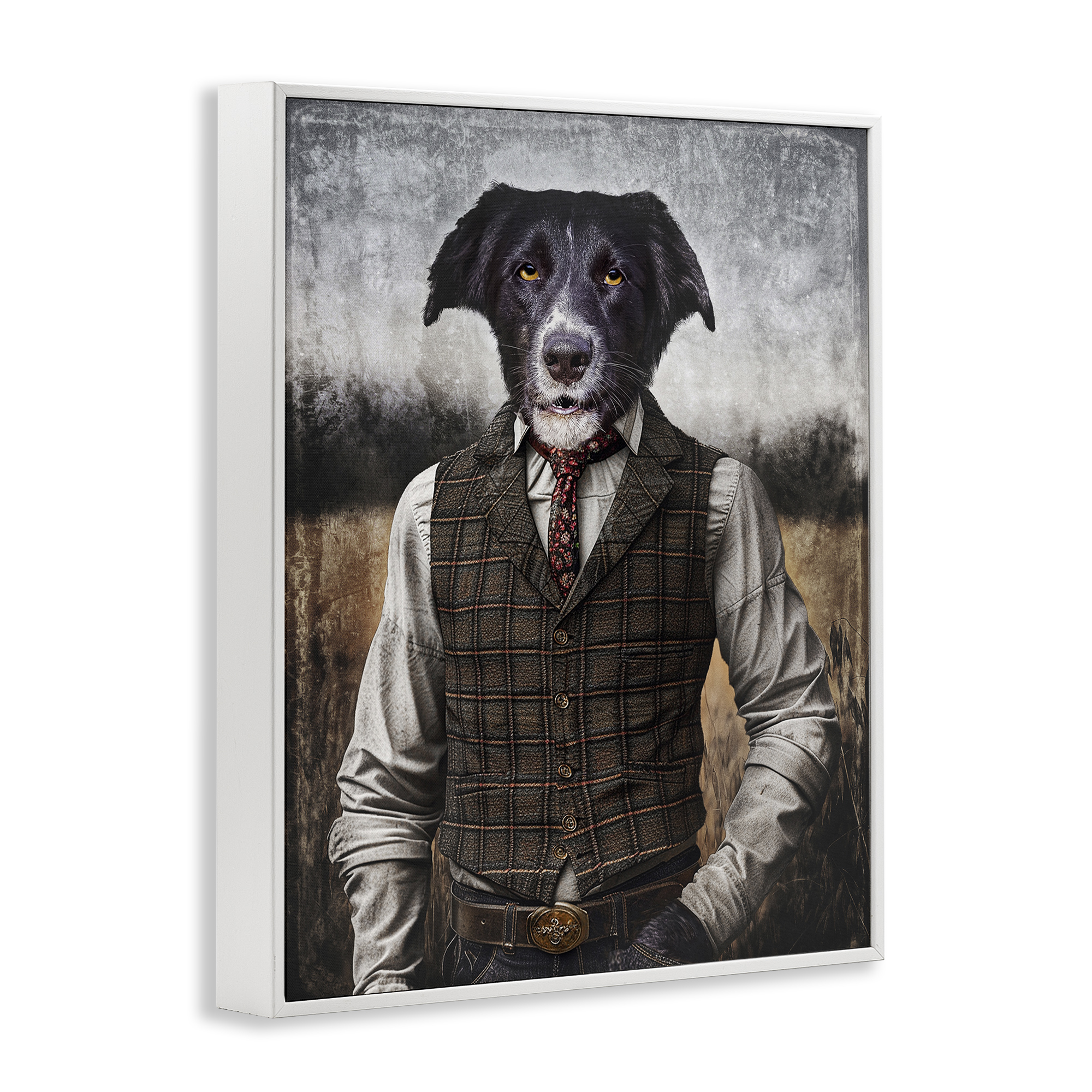 Stupell Industries Dog in Colonial Clothes Animals & Insects Painting White Framed Art Print Wall Art, 16 x 20
